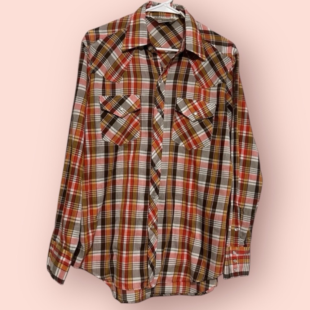 WESTERN WEAR Vintage Plaid Snap Button Down Shirt